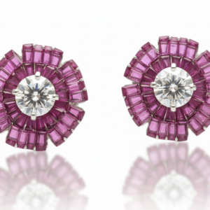 Ruby Floral Solitaire Stud Earrings