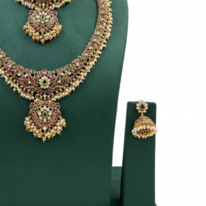 Antique Nakshi Choker and Rani Haar Set with Ruby-Emerald Meenakari