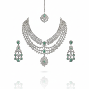 Ethereal Mint Blossom Multilayered Bridal Necklace Set