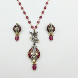 Heritage Bead & Bird Motif Pendant Set