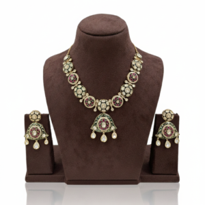 Vintage Heritage Meenakari & Polki Bell-Drop Set