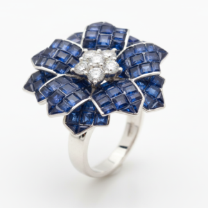 The Sapphire Lotus Mosaic Ring