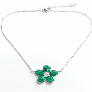 Radiant Emerald-Green Floral Pendant
