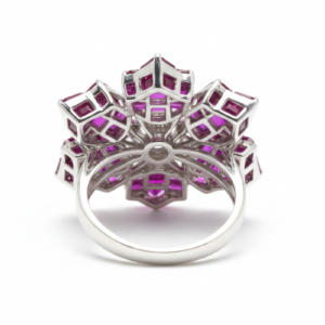 The Crimson Camellia Mosaic Ring