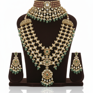 Royal Kundan & Mint Bead Layered Set