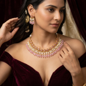 Imperial Rose Quartz & Ruby Floral Choker Set