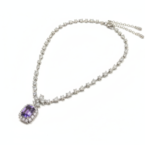 Majestic Amethyst Emerald-Cut Tennis Necklace