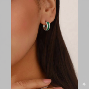 Emerald & Diamond Invisible-Set Huggie Hoop Earrings