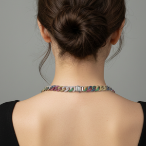 Spectra Rainbow Pavé Curb Chain Necklace