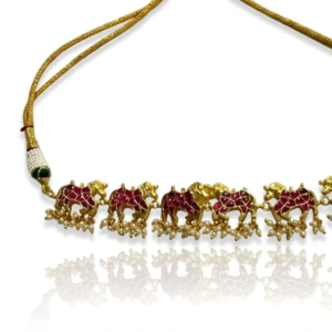 Heritage Gaja-Lakshmi Antique Gold & Ruby Elephant Motif Necklace