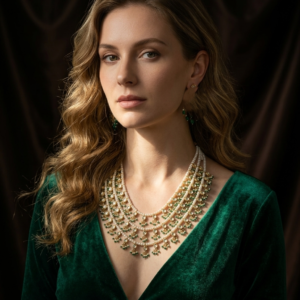 The Verdant Heirloom: Emerald & Polki-Style Statement Suite
