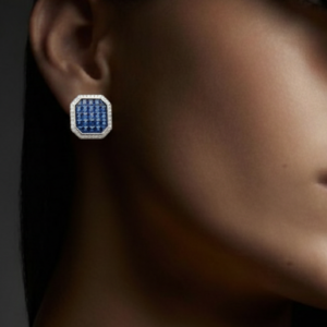 Sapphire Octagon Majesty Diamond Halo Studs