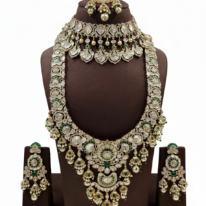 Imperial Kundan & Emerald Bridal Maharani Set with Pearl-Fringed Jhumkis