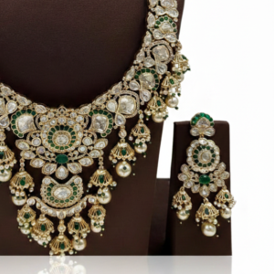 Imperial Kundan & Emerald Bridal Maharani Set with Pearl-Fringed Jhumkis