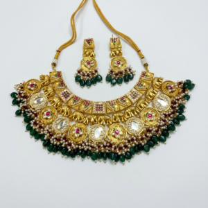 Regal Temple-Style Bib Necklace with Elephant Motifs