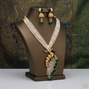 Imperial Multi-Strand Seed Pearl Peacock Necklace Set