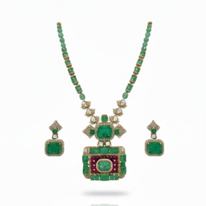 Grand Heritage Emerald & Ruby Mosaic Pendant Set