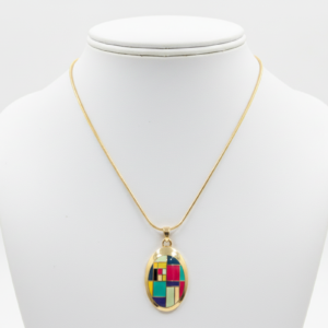 Modernist Mosaic Oval Enamel Necklace