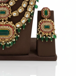 Majestic Emerald & Polki Multi-Layered Haar Set