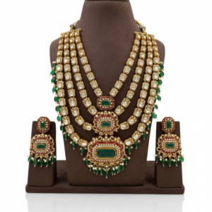 Majestic Emerald & Polki Multi-Layered Haar Set