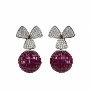Ruby Orb & Pavé Fan Drop Earrings