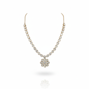 Elegant Polki Floral Bloom Pendant Necklace Set