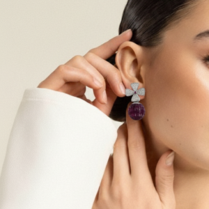 Ruby Orb & Pavé Fan Drop Earrings