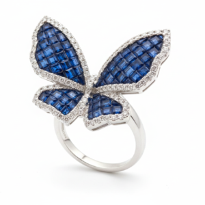 The Midnight Azure Butterfly Ring