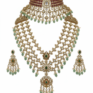 Royal Kundan & Mint Bead Layered Set