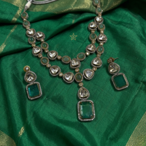 Double-Tiered Mint & Polki Statement Set