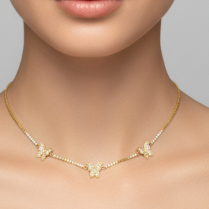Mariposa Gold Pavé Station Necklace