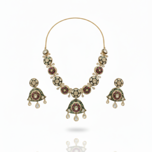 Vintage Heritage Meenakari & Polki Bell-Drop Set
