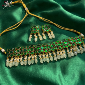 Emerald Green Meenakari-Style Choker Set