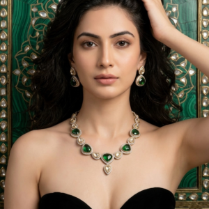 Emerald Majesty Pavé-Encrusted Kundan Statement Set