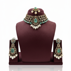 Majestic Victorian Emerald & Ruby Choker – High-Impact Polki Statement Set