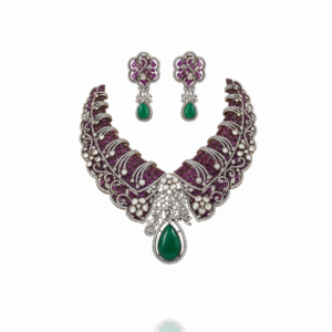 Majestic Victorian Emerald & Ruby Choker – High-Impact Polki Statement Set