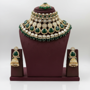 Majestic Victorian Emerald & Ruby Floral Choker – High-Impact Polki Heritage Set