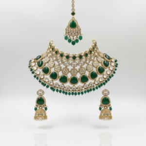 Majestic Victorian Emerald & Ruby Floral Choker – High-Impact Polki Heritage Set