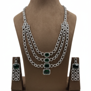 Triple-Layer Silver-Finish Necklace Set