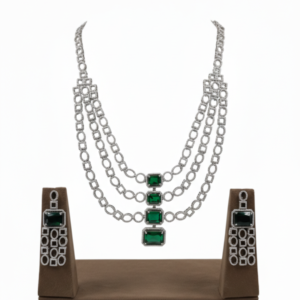 Triple-Layer Silver-Finish Necklace Set