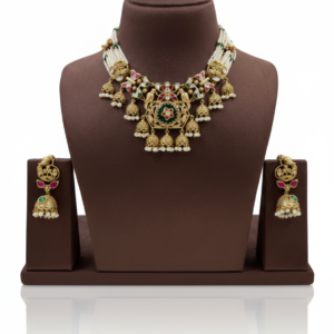 Antique Gold & Pearl Choker with Miniature Jhumkas