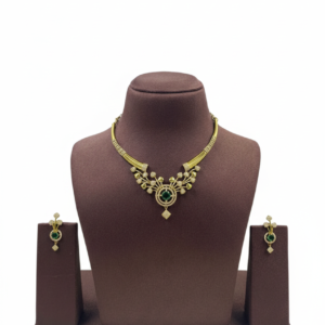 Regal Rose Radiance: Silver-Finish Dual Layer Necklace Set