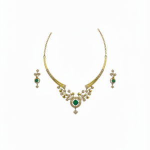 Regal Rose Radiance: Silver-Finish Dual Layer Necklace Set