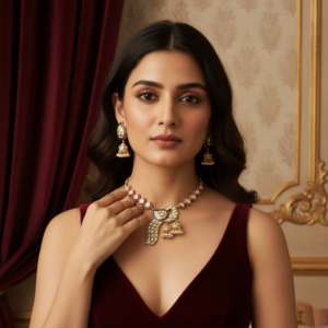 Exquisite Meenakari Peacock Necklace Set with Jadau-Style Polki Inlays