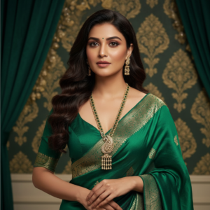 Imperial Emerald Green & Zircon Peacock Pendant Set with Delicate Tassel Drops