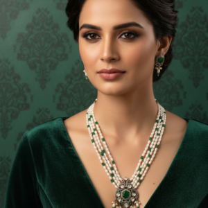 Triple-Strand Pearl & Emerald Set