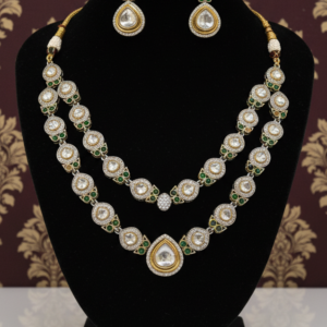 Double-Layered Kundan & Emerald Gala Set