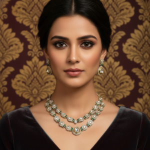 Double-Layered Kundan & Emerald Gala Set