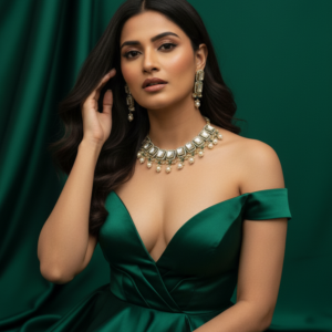 Rectangular Polki & Seed Pearl Choker Set