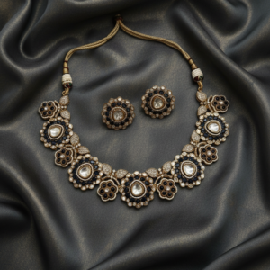 Midnight Onyx & Antique Gold Polki Set